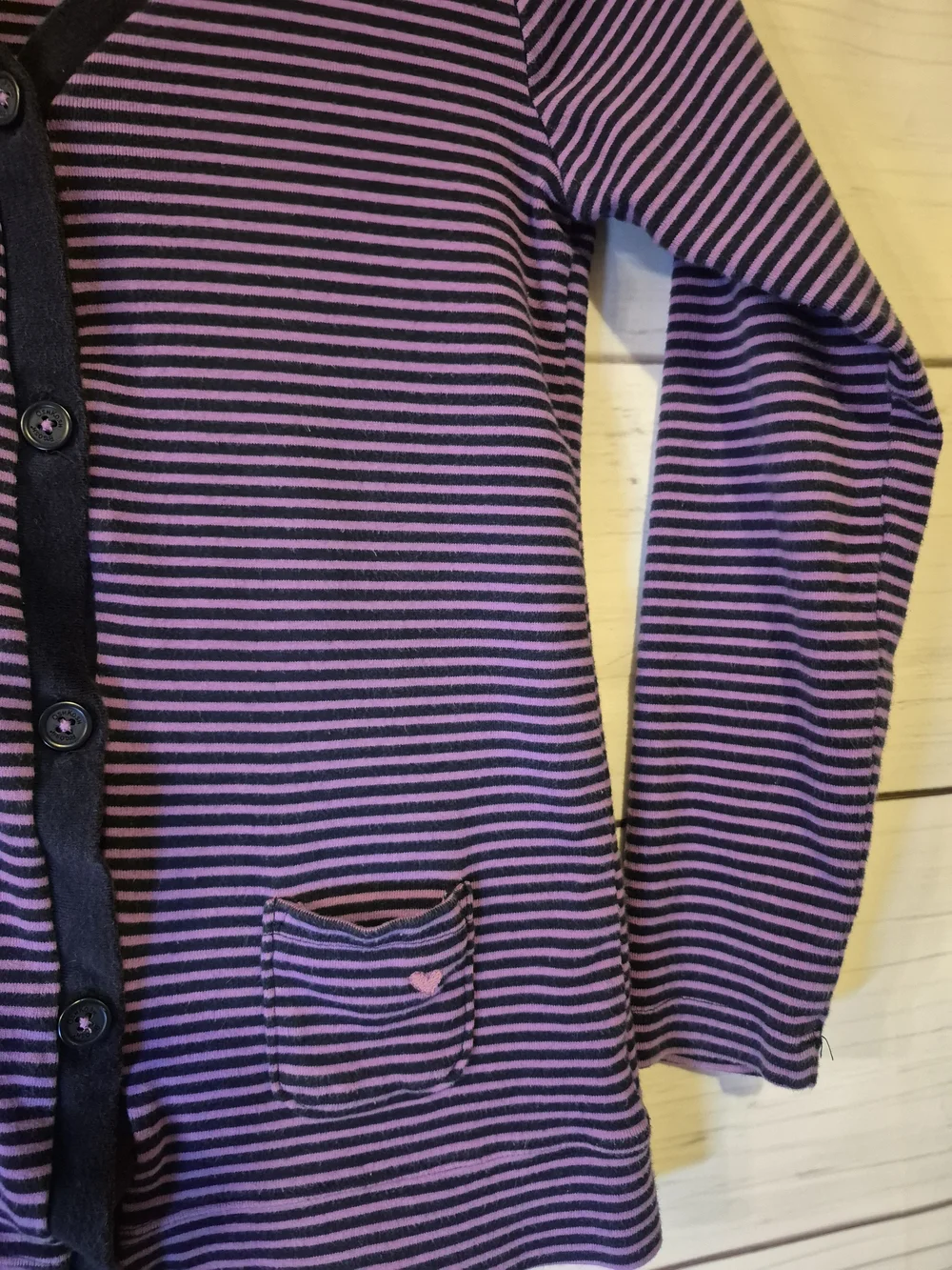 OshKosh B'gosh Y2K Purple and Navy Striped Button-Front Cotton Cardigan